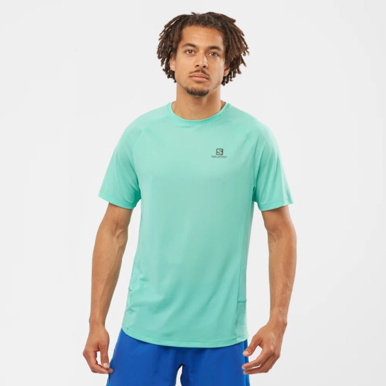 Camiseta Salomon Cross Rebel Curta Sleeve Masculino Turquesa | PT L71439